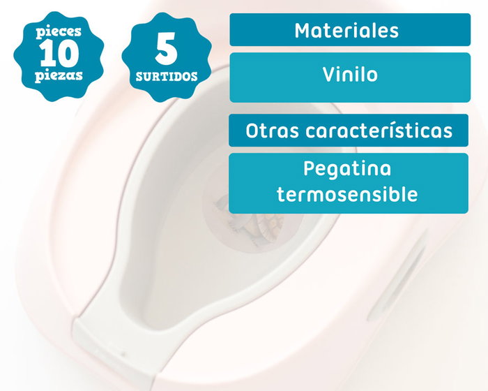 KioKids Pegatinas Termosensibles para Orinal con Dibujos de Animalitos que Aparecen con el Calor +24 Meses Pack 10 Unidades Multicolor Vinilo KioKids Pegatinas Termosensibles para Orinal con Dibujos de Animalitos que Aparecen con el Calor +24 Meses Pack 10 Unidades Multicolor Vinilo