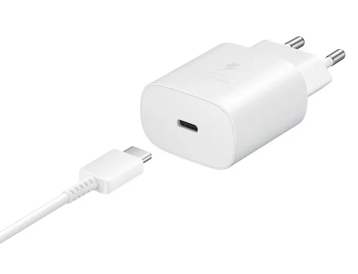 Samsung EP-TA800 Cargador Pared USB-C 25W con Carga Rápida y Cable USB-C a USB-C 1m - Blanco