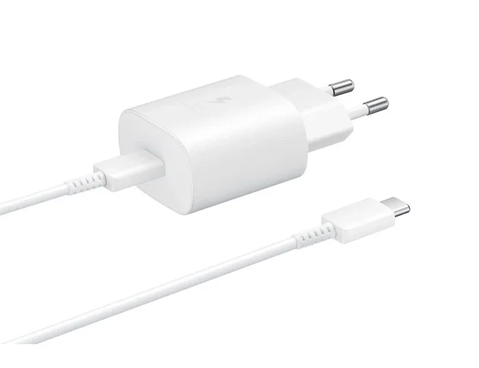 Samsung EP-TA800 Cargador Pared USB-C 25W con Carga Rápida y Cable USB-C a USB-C 1m - Blanco
