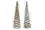 DKD Home Decor Cono Navidad Dorado Plateado Ratan Led 19 x 62 cm (2 Unidades)