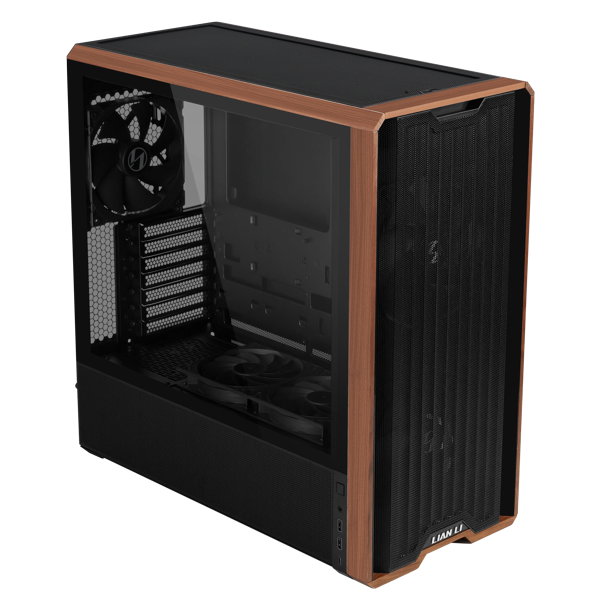 Lian Li Lancool Caja Gaming con Vidrio Templado y Detalles en Madera, Soporte ATX, USB-C, Hub ARGB