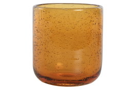 DKD Home Decor Set de 6 Vasos de Cristal Burbujas Ámbar 320ml