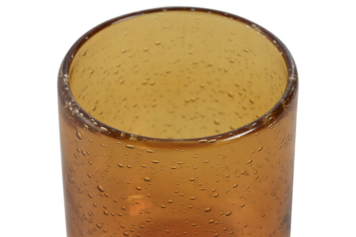 DKD Home Decor Set de 6 Vasos de Cristal Burbujas Ámbar 320ml