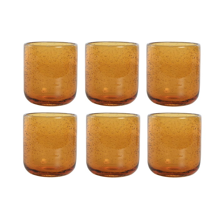 DKD Home Decor Set de 6 Vasos de Cristal Burbujas Ámbar 320ml DKD Home Decor Set de 6 Vasos de Cristal Burbujas Ámbar 320ml