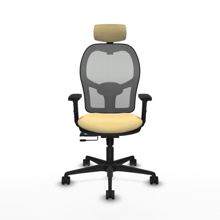PIQUERAS Y CRESPO Silla de oficina Jorquera con mecanismo Sincro/Traslack, Crema y Gris