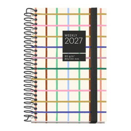 MIQUELRIUS Agenda Anual 2027 Gráfica con Espiral, Tapa Extra y Goma Caddy 80x120