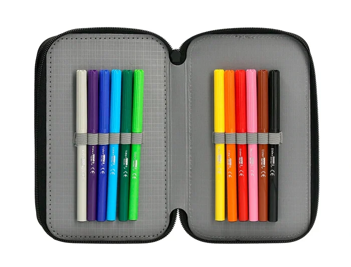 Antartik Plumier Escolar Triple Cremallera Coral 36 Piezas