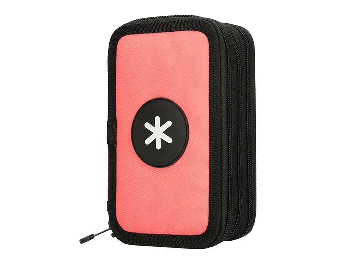 Antartik Plumier Escolar Triple Cremallera Coral 36 Piezas