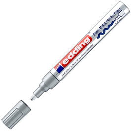 Edding 750 Marcador Permanente Tinta Opaca Plata, Punta Redonda 2-4 mm, Set de 10 (Set de 10)