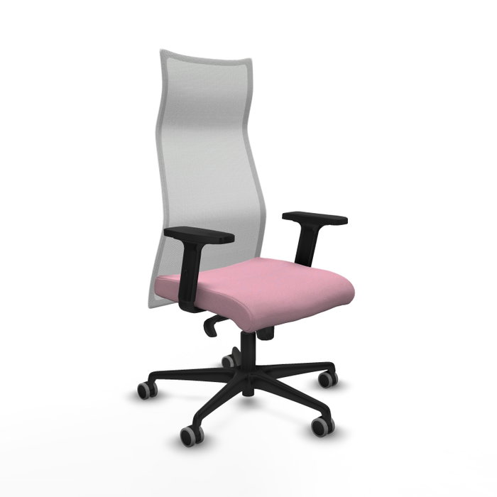 PIQUERAS Y CRESPO Sillón Albacete con Mecanismo Sincro, Tela Rosa y Malla Blanca, Brazos 2D PIQUERAS Y CRESPO Sillón Albacete con Mecanismo Sincro, Tela Rosa y Malla Blanca, Brazos 2D