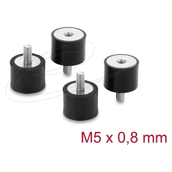 DeLOCK 60819 Amortiguador de vibraciones M5 x 0,8 mm D 20 x H 15 mm (4 unidades) color negro DeLOCK 60819 Amortiguador de vibraciones M5 x 0,8 mm D 20 x H 15 mm (4 unidades) color negro