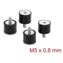DeLOCK 60819 Amortiguadores de vibración M5 x 0,8 mm D 20 x H 15 mm, 4 unidades