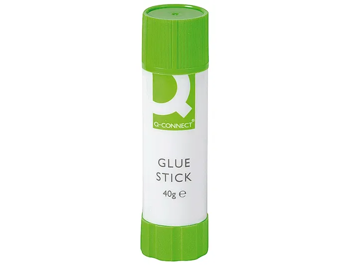 Q-connect Pegamento en Barra 40 g - Adhesivo 90% Natural con Capuchón 90% Reciclado, Secado Instantáneo para Papel, Cartón, Fotos y Telas