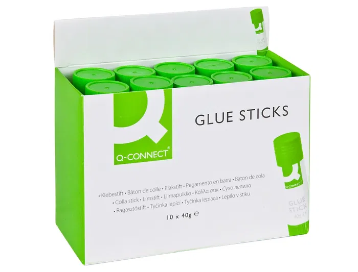 Q-connect Pegamento en Barra 40 g - Adhesivo 90% Natural con Capuchón 90% Reciclado, Secado Instantáneo para Papel, Cartón, Fotos y Telas