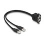 DeLOCK Cable USB 2.0 con 2 x USB Tipo-A macho a 2 x USB Tipo-A hembra con tuercas de rosca, 1 m, Negro