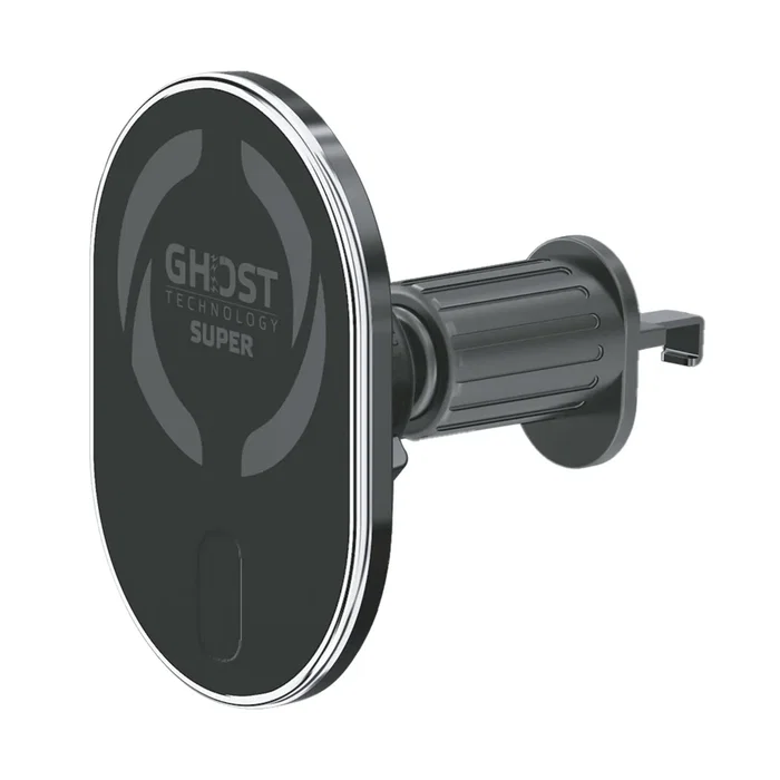 Celly GHOSTSUPERMAG Soporte para Coche con Cargador Inalámbrico para Smartphone, Soporte Pasivo para Rejilla de Ventilación, Negro