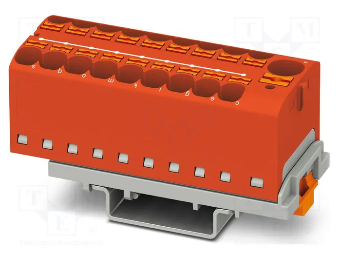 PHOENIX CONTACT Conector de carril PTFIX 10/18X4-NS35 RD, 19 bornas, rojo PHOENIX CONTACT Conector de carril PTFIX 10/18X4-NS35 RD, 19 bornas, rojo