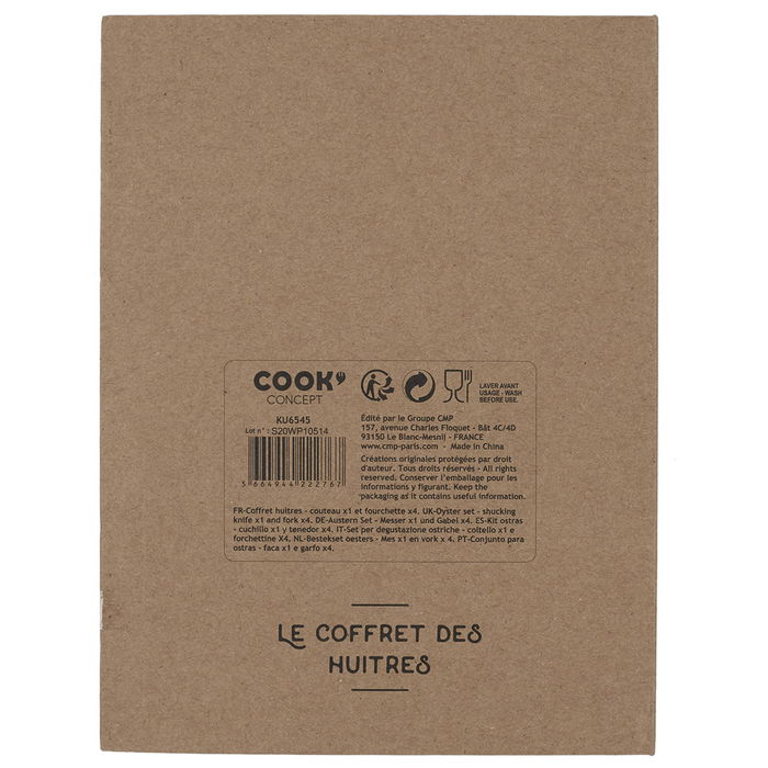 Cook Concept Table En Fête Kit 5 Piezas Para Ostras: Cuchillo y 5 Tenedores en Caja Elegante