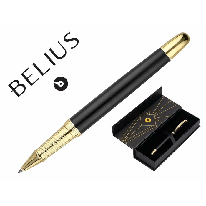 Belius Bolígrafo Soiree Aluminio Negro y Dorado con Tinta Azul Belius Bolígrafo Soiree Aluminio Negro y Dorado con Tinta Azul