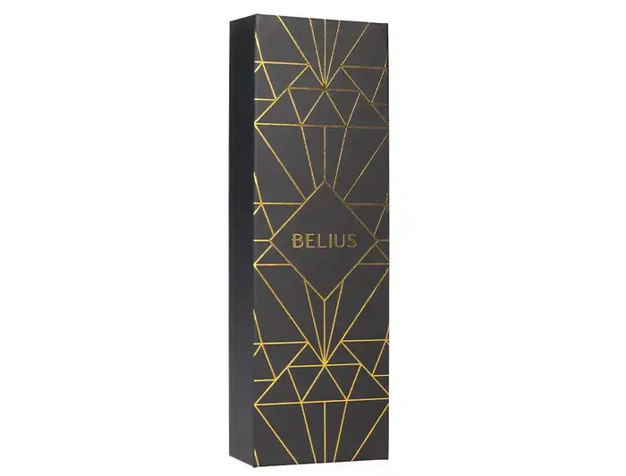 Belius Soiree Bolígrafo de Aluminio Negro y Dorado Tinta Azul Diseño Art Deco