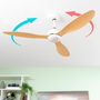 Ventilador de Techo con Luz LED y 3 Aspas ABS Wuled InnovaGoods Madera 36 W 52" Ø132 cm