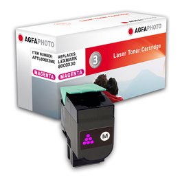AgfaPhoto APTL800X3ME Toner Compatible para Lexmark 80C0X30 | Magenta | 4000 Páginas | Impresión Láser