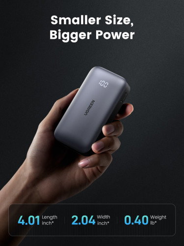 UGREEN 25185 Powerbank Mini 10000mAh Carga Rápida 30W Gris UGREEN 25185 Powerbank Mini 10000mAh Carga Rápida 30W Gris