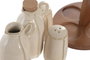 DKD Home Decor Set de Aceitera y Vinagrera 4 Piezas en Gres y Acacia Beige