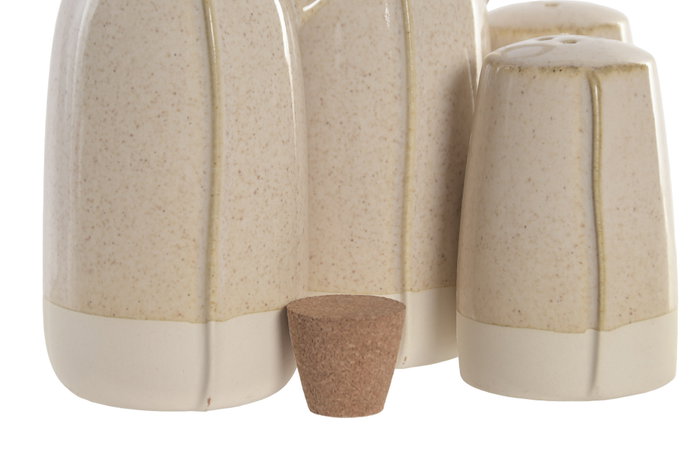 DKD Home Decor Set de Aceitera y Vinagrera 4 Piezas en Gres y Acacia Beige DKD Home Decor Set de Aceitera y Vinagrera 4 Piezas en Gres y Acacia Beige