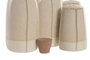 DKD Home Decor Set de Aceitera y Vinagrera 4 Piezas en Gres y Acacia Beige