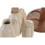 DKD Home Decor Set de Aceitera y Vinagrera 4 Piezas en Gres y Acacia Beige