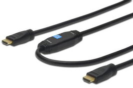 Digitus Cable HDMI High Speed con Ethernet y Amplificador, 15m, Negro