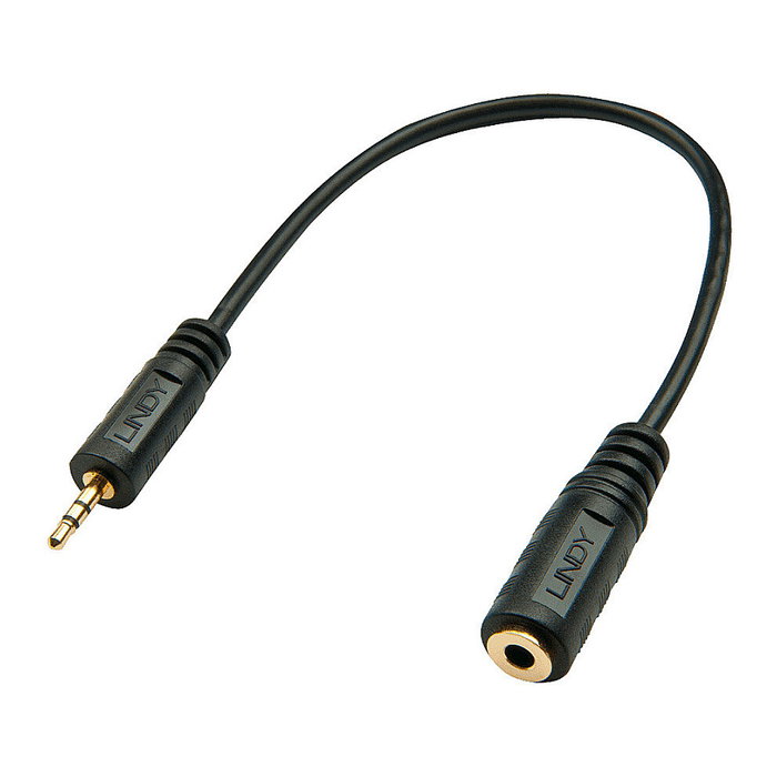 Lindy 35698 Adaptador de audio 2,5 mm macho a 3,5 mm hembra, Negro
