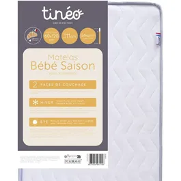 Tineo TIN3275054961158 Colchón de Bebé 60 x 120 cm, 11 cm Grosor para Todas las Estaciones