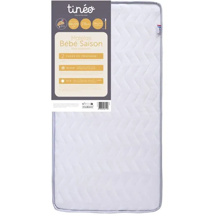 Tineo TIN3275054961158 Colchón de Bebé 60 x 120 cm, 11 cm Grosor para Todas las Estaciones Tineo TIN3275054961158 Colchón de Bebé 60 x 120 cm, 11 cm Grosor para Todas las Estaciones