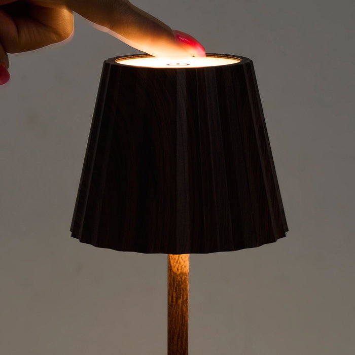 Home Deco Factory Lámpara Táctil Usb Efecto Wengué, Lámpara de Plástico para Decoración de Hogar