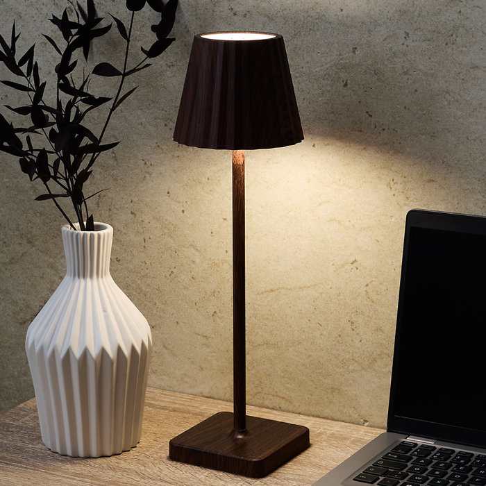 Home Deco Factory Lámpara Táctil Usb Efecto Wengué, Lámpara de Plástico para Decoración de Hogar