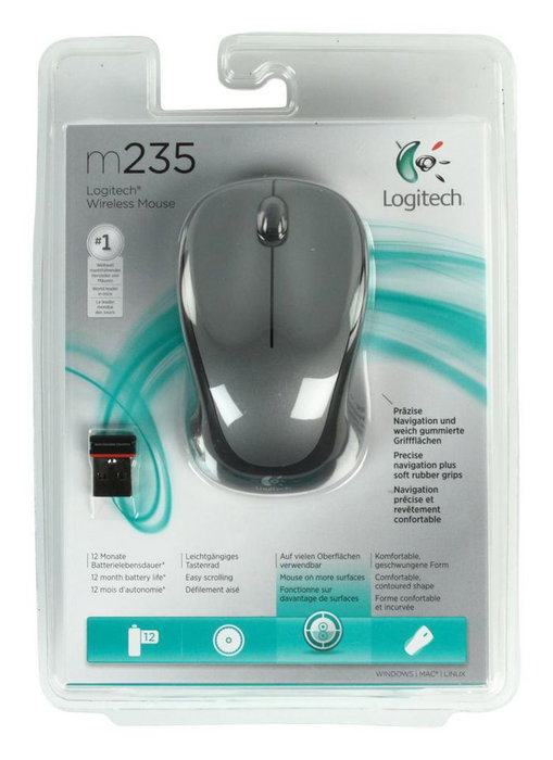 Logitech M235 Ratón Inalámbrico Óptico de Color Gris Oscuro con Conectividad Avanzada 2.4 GHz y Batería de 1 Año de Duración