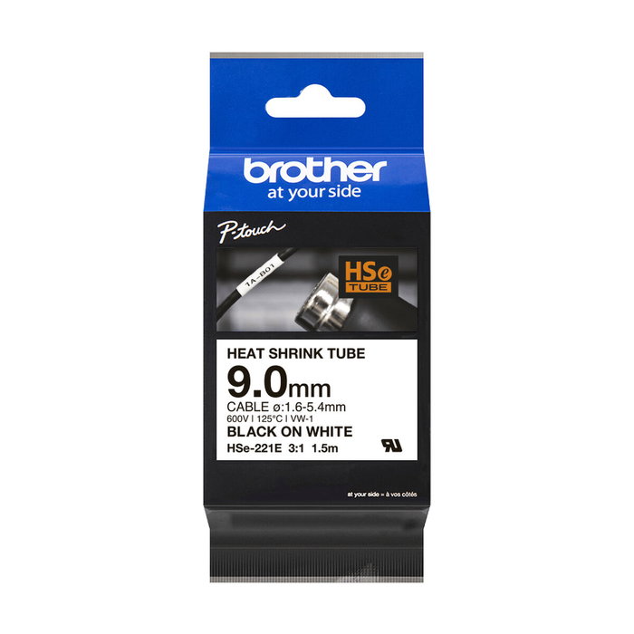 Brother HSE-221E Cinta de tubo termorretráctil de 9 mm x 1,5 m