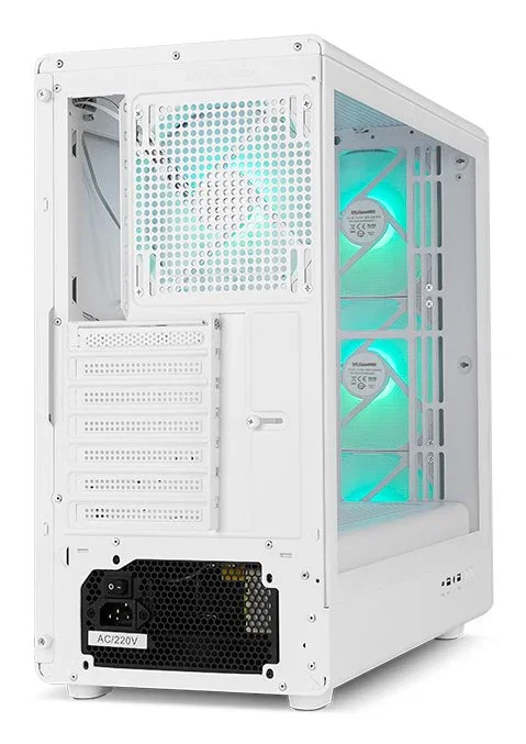 NOX Hummer AERO NXHUMMERAEROWH Caja PC Midi Tower Blanca con 4 Ventiladores ARGB PWM, Frontal Mesh, Cristal Templado, USB 3.0 y Tipo C, Soporte Gráfica 420 mm