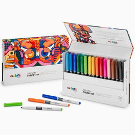 Carioca Rotuladores Prisma Colores Surtidos, Caja Rígida con 30 Unidades, Punta de Fibra de Calidad Superior, Tinta Super Intensa, Made in Italy