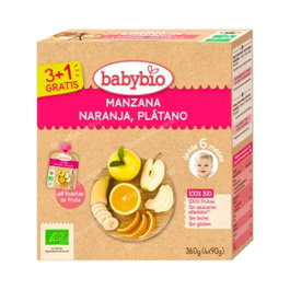 BABYBIO Pouche Manzana Naranja Plátano Bio 4x90gr