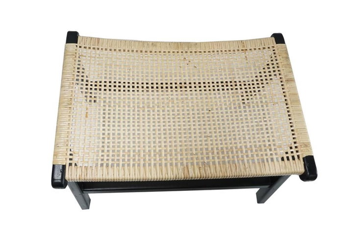 DKD Home Decor Descalzadora Boho Negro Natural Ratán Teca 47 x 40 x 65 cm
