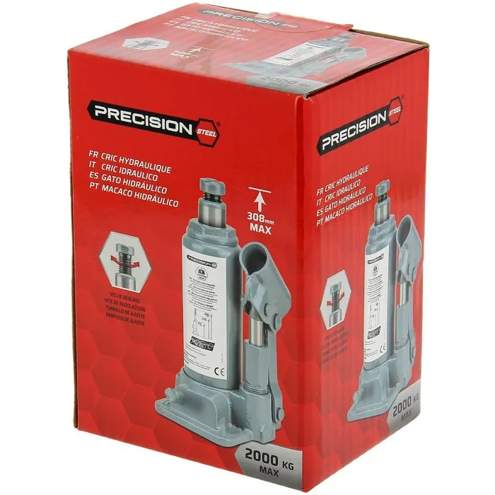 Precision Steel Botella Gato Hidráulico 2T Capacidad 2000 kg Altura Mínima 156mm Máxima 310mm Tornillo Ajuste