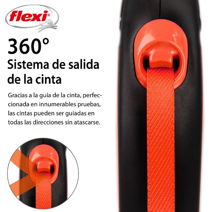 Flexi Neon Naranja Correa Extensible de 5m para hasta 15kg Flexi Neon Naranja Correa Extensible de 5m para hasta 15kg