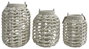 DKD Home Decor Set de 3 Portavelas de Fibra de Papel y Metal Blanco