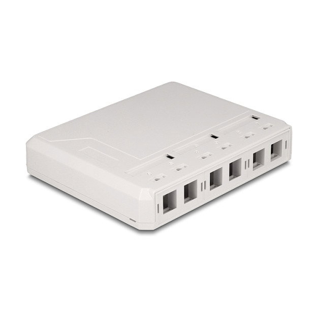 DeLOCK Caja de montaje en superficie para 6 módulos Keystone, Blanco DeLOCK Caja de montaje en superficie para 6 módulos Keystone, Blanco