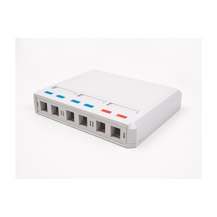 DeLOCK Caja de montaje en superficie para 6 módulos Keystone, Blanco DeLOCK Caja de montaje en superficie para 6 módulos Keystone, Blanco
