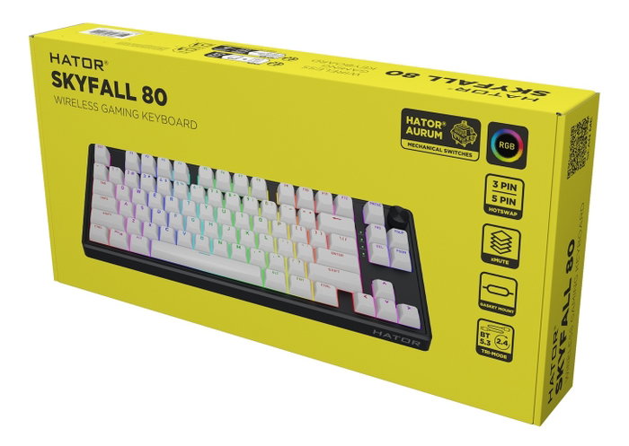 Hator Skyfall 65 MAG ULTRA 8K Teclado Mecánico Magnético Gaming Negro y Blanco, Layout Polaco, USB
