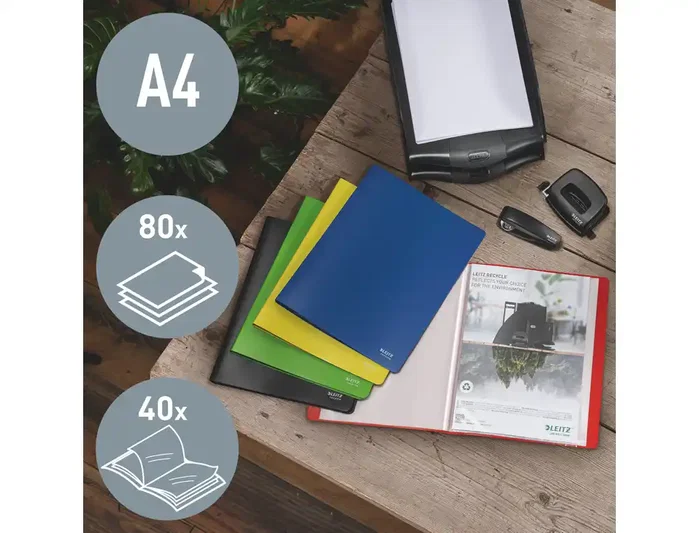 LEITZ Carpeta Recycle con 40 fundas A4 Azul (Set de 10)